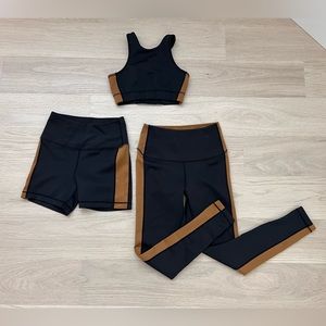 Matching workout set - sports bra, shorts and pants